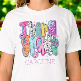 Camiseta Third Grade First Day of School Coquette Custom