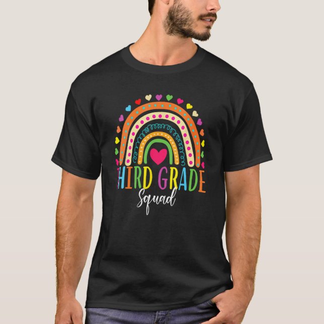 Camiseta Third Grade Squad Rainbow Back To School Team 3rd  (Frente)
