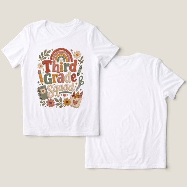 Camiseta Third Grade Teacher Tee Shirt (Design Frente e Verso)