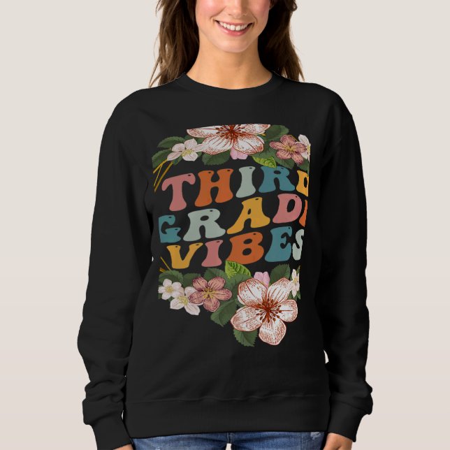 Camiseta Third Grade Vibes  3rd Grade Team Retro 1st Day of (Frente)