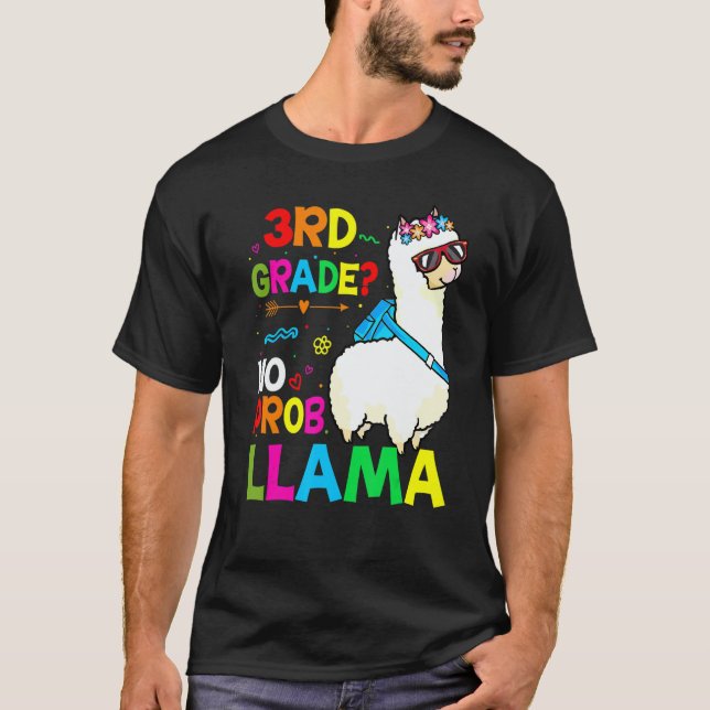 Camiseta Third Team 3rd Grade Teacher Rainbow No Prob Llama (Frente)
