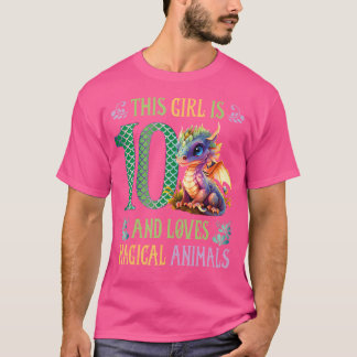 Camiseta This Girl Is 10 And Loves Magical Animals 10Th Bir