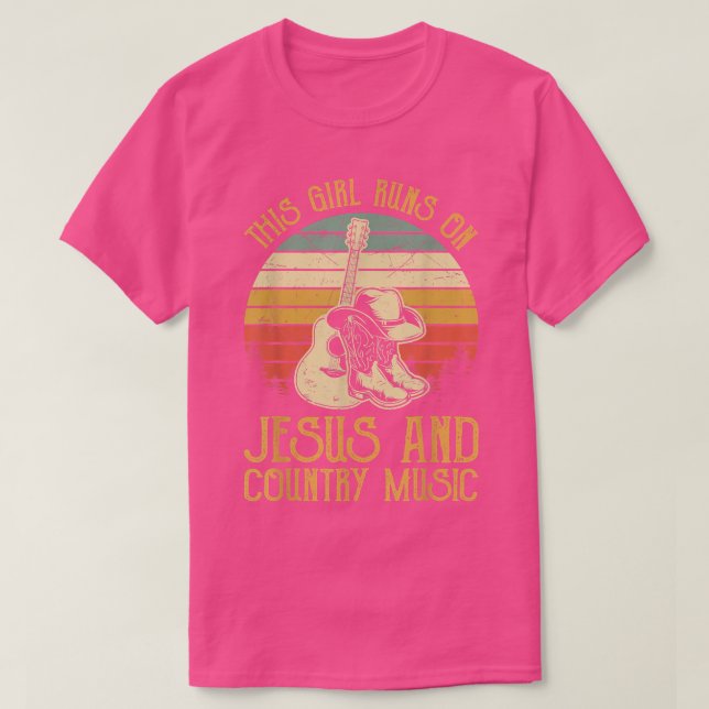 Camiseta This Girl Runs On Jesus And Country Music Tshirt C (Frente do Design)