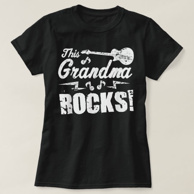 Camiseta This Grandma Rocks  - Guitar Rock n Roll Funny Tee (Frente do Design)