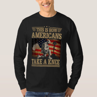 Camiseta This is How Americans Take a Knee Flag Veteran