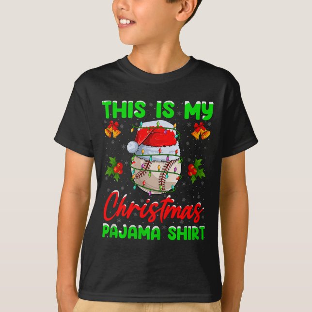 Camiseta This Is My Baseball Christmas Pajamas Funny Baseba (Frente)