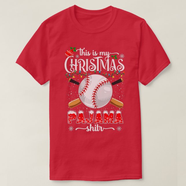 Camiseta This Is My Christmas Baseball Pajama For Boys Men  (Frente do Design)