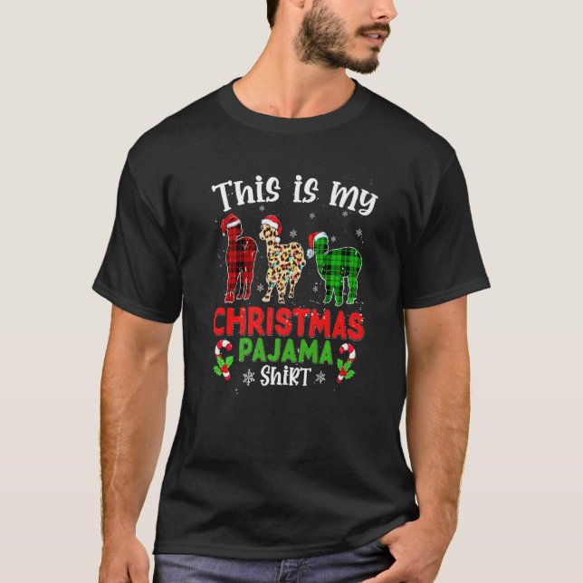 Camiseta This Is My Christmas Pajama Alpaca Animals Leopard (Frente)