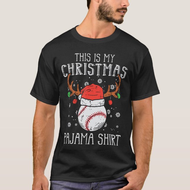 Camiseta This is My Christmas Pajama Baseball Xmas Sports g (Frente)