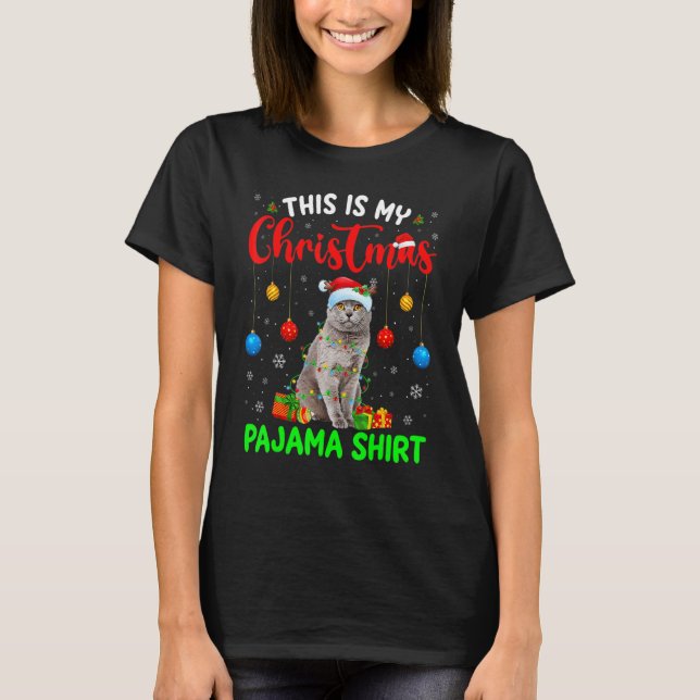 Camiseta This Is My Christmas Pajama British Shorthair Cat  (Frente)