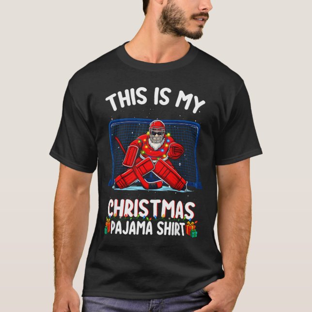 Camiseta This Is My Christmas Pajama Hockey Goalie Santa Sr (Frente)