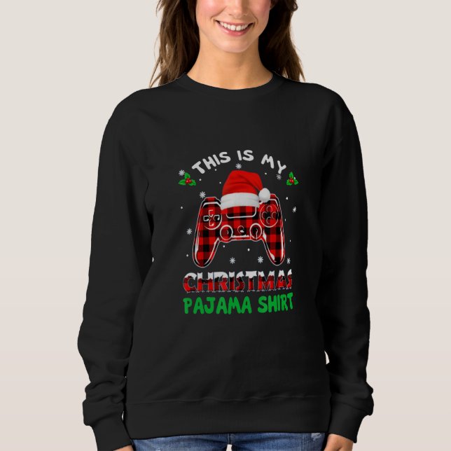 Camiseta This is My Christmas Pajama Santa Hat Gamer Video  (Frente)