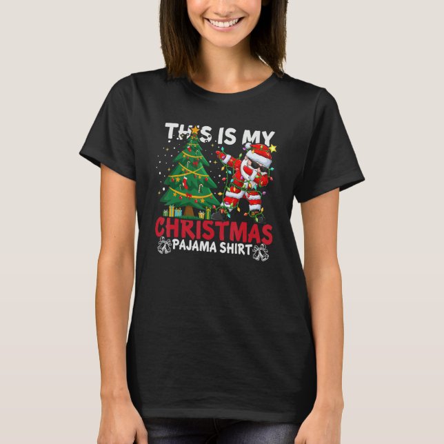 Camiseta This Is My Christmas Pajama Santa Hat Xmas PJ cost (Frente)