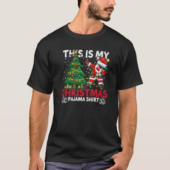 Camiseta This Is My Christmas Pajama Santa Hat Xmas PJ cost (Frente)