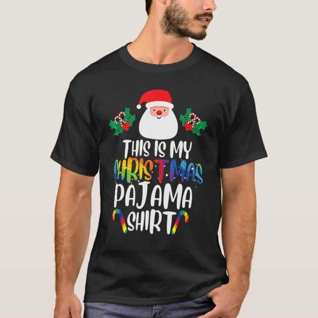 Camiseta This Is My Christmas Pajama  Santa Rainbow LGBT Pr (Frente)