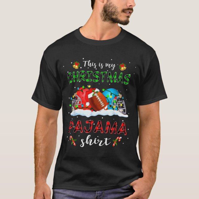 Camiseta This Is My Christmas Pajama Shirt Football Xmas Li (Frente)