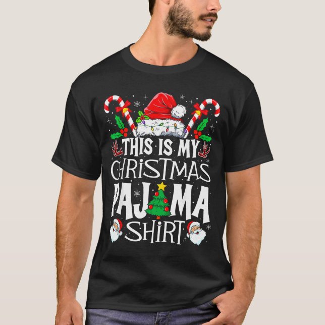 Camiseta This Is My Christmas Pajama Shirt Funny Xmas Pjs M (Frente)