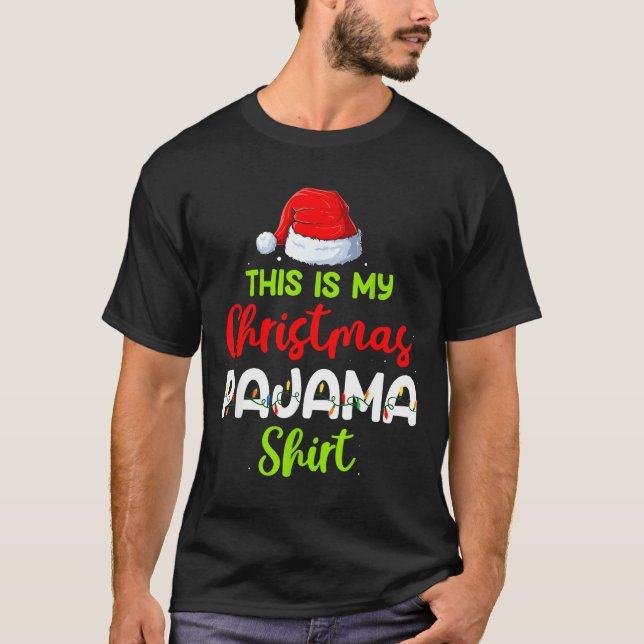Camiseta This Is My Christmas Pajama Shirt Funny Xmas Pjs M (Frente)