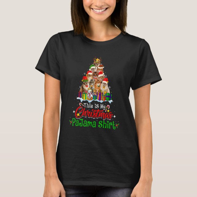 Camiseta This Is My Christmas Pajama  Siberian Cat Xmas Tre (Frente)