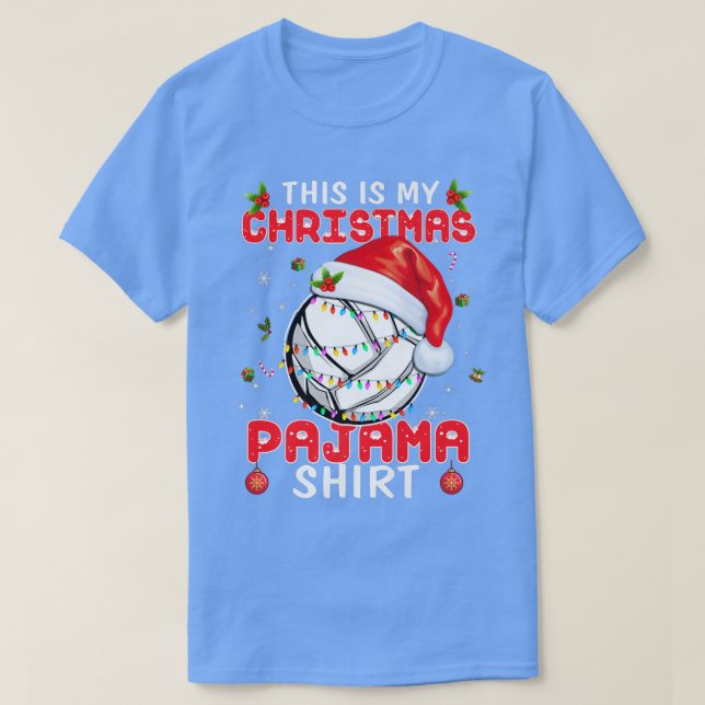 Camiseta This Is My Christmas Pajama  Volleyball Xmas Light (Frente do Design)