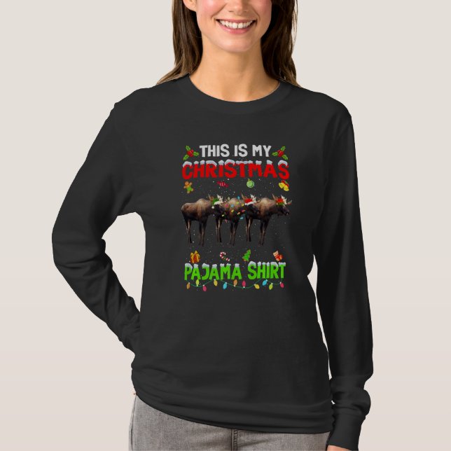 Camiseta This Is My Christmas Pajama Xmas Moose Squad (Frente)