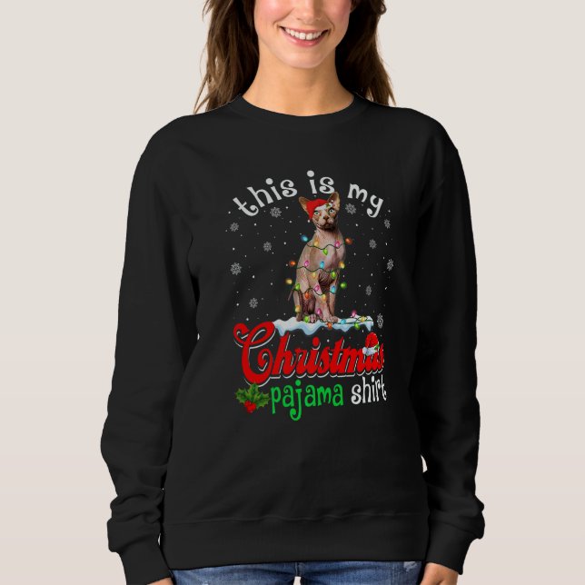 Camiseta This Is My Christmas Pajama Xmas Sphynx Cat Tree (Frente)