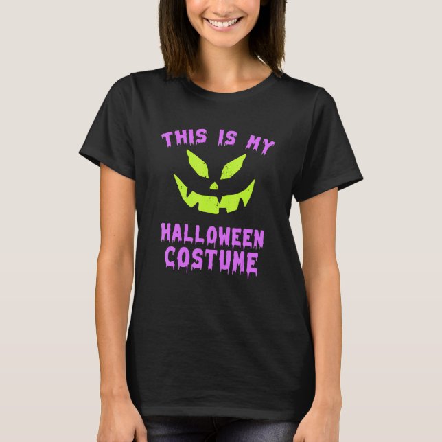 Camiseta This Is My Halloween Costume With Scary Pumpkin Fa (Frente)