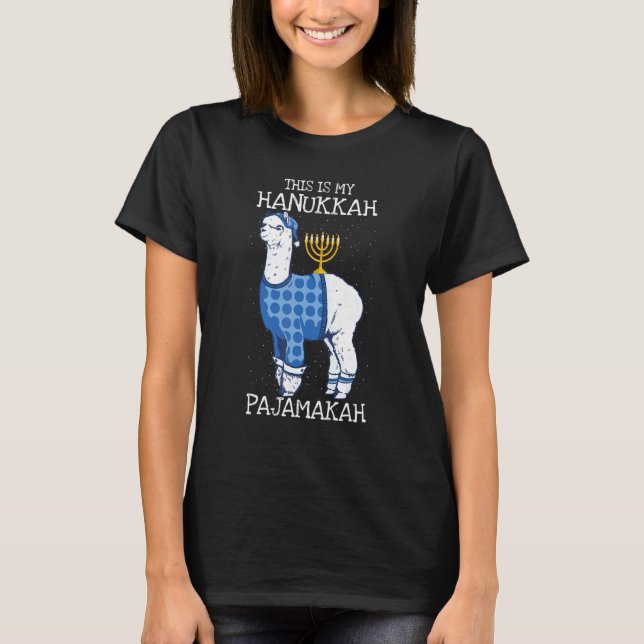 Camiseta This is My Hanukkah Pajamakah Llama Menorah  Pajam (Frente)