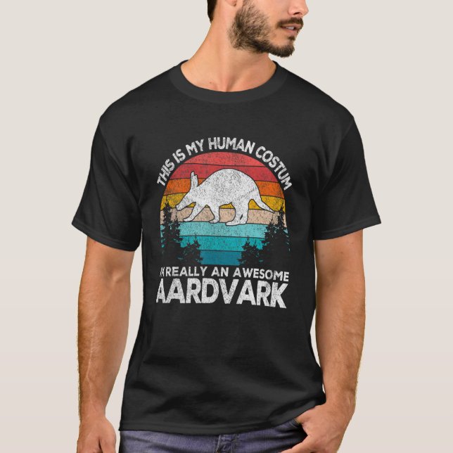 Camiseta This Is My Human Costum Retro Aardvark  Aardvark (Frente)