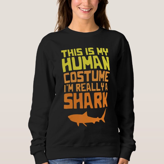 Camiseta This is My Human Costume I'm Really a Shark Hallow (Frente)
