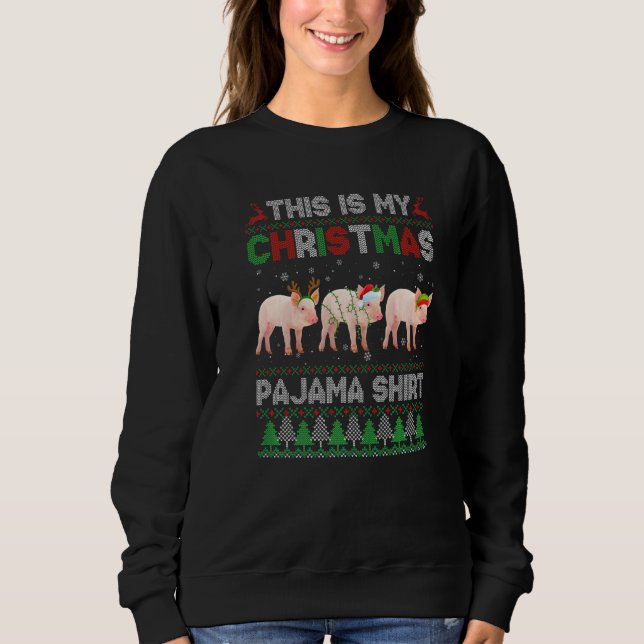 Camiseta This Is My Ugly Christmas Pajama Pig Animals (Frente)