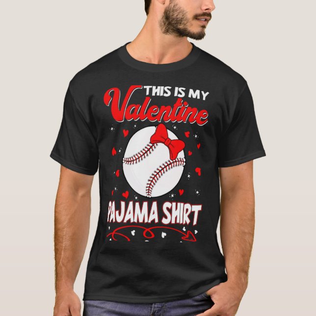 Camiseta This Is My Valentines Baseball Pajama For Kids Boy (Frente)