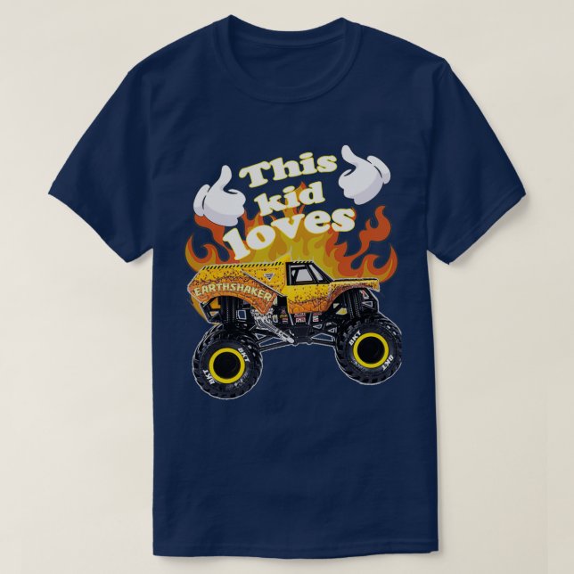 Camiseta This kid loves Earth shaker Monster Truck lovers (Frente do Design)