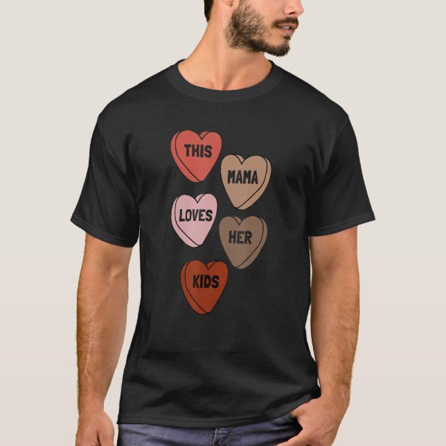 Camiseta This Mama Loves Her Kids Valentine's Day Hearts Mo (Frente)