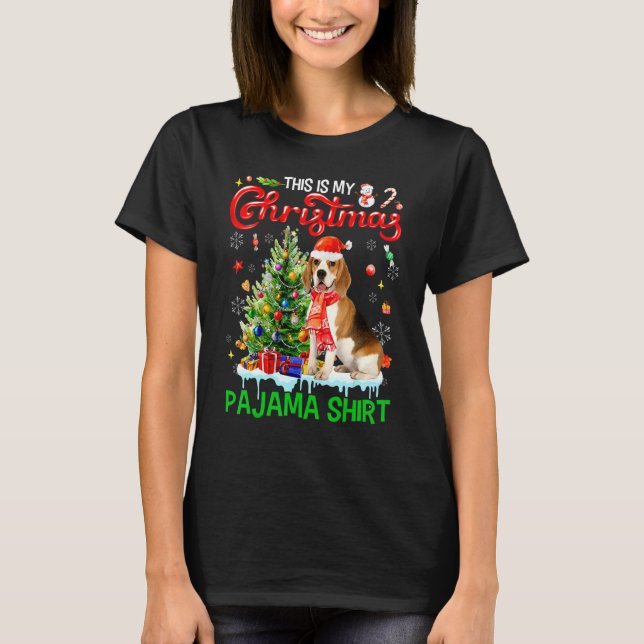 Camiseta This My Christmas Pajama   Beagle Scarf Santa Xmas (Frente)