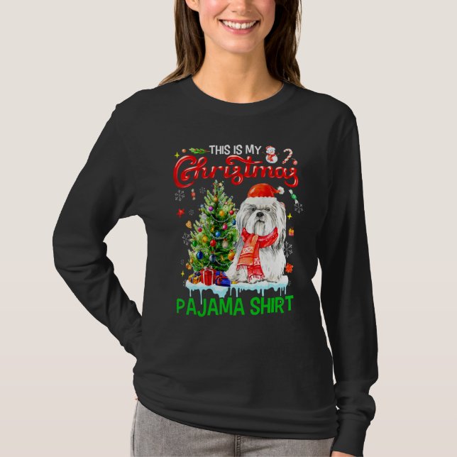 Camiseta This My Christmas Pajama   Shih Tzu Scarf Santa Xm (Frente)