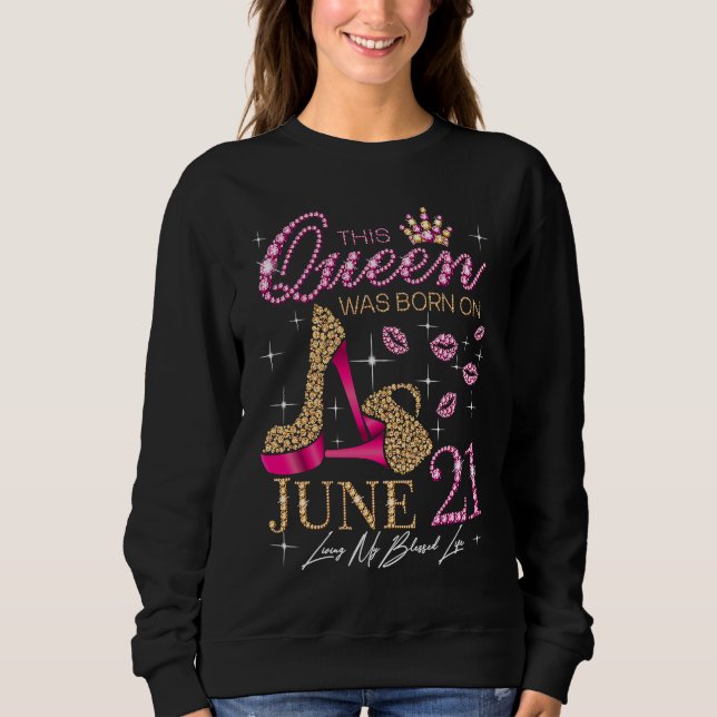 Camiseta This Queen Was Born on June 21 Living My Blessed L (Frente)