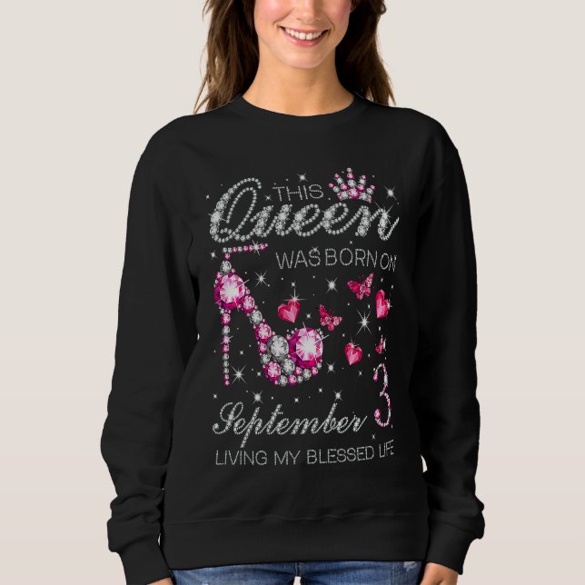 Camiseta This Queen Was Born on September 3 Living My Bless (Frente)