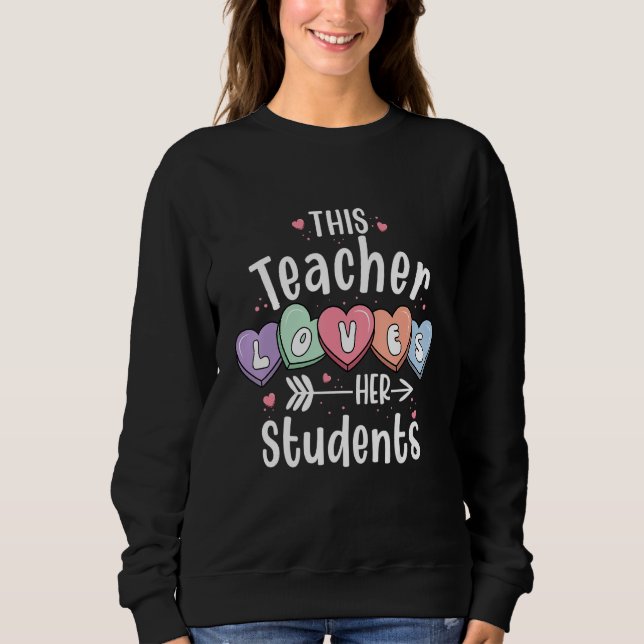 Camiseta This Teacher Loves Her Students Valentines Day Cut (Frente)