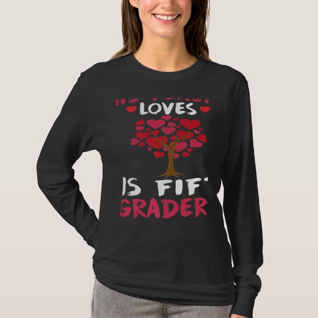Camiseta This Teacher Loves His Valentines Day Tree 5th Gra (Frente)