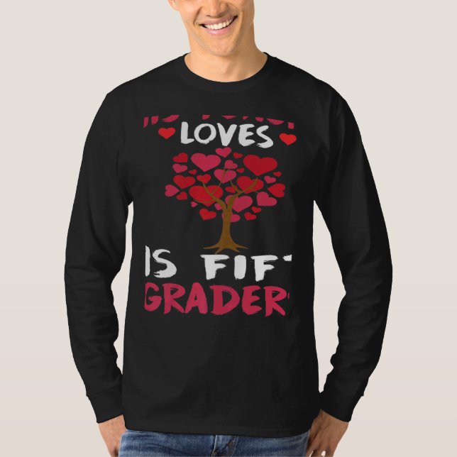 Camiseta This Teacher Loves His Valentines Day Tree 5th Gra (Frente)