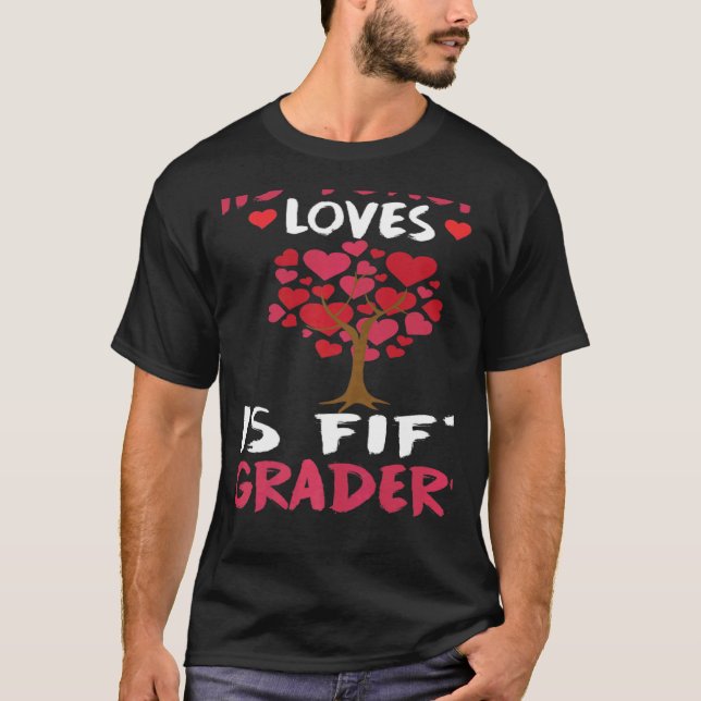Camiseta This Teacher Loves His Valentines Day Tree 5th Gra (Frente)