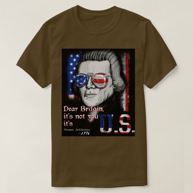 Camiseta Thomas Jefferson Fundador do Pai EUA Bandeira 4 de (Frente do Design)