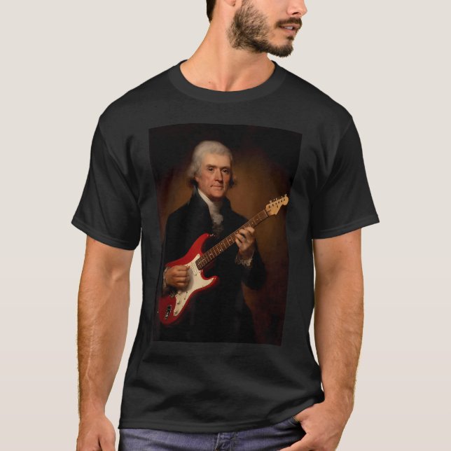 Camiseta Thomas Jefferson Tocando Elétrico (Frente)