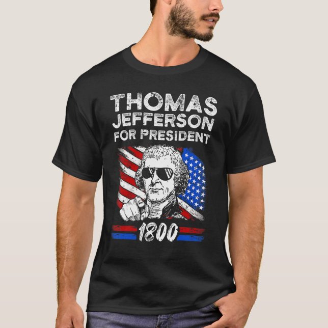 Camiseta Thomas Jefferson Usa Flag American Quarto De Julho (Frente)