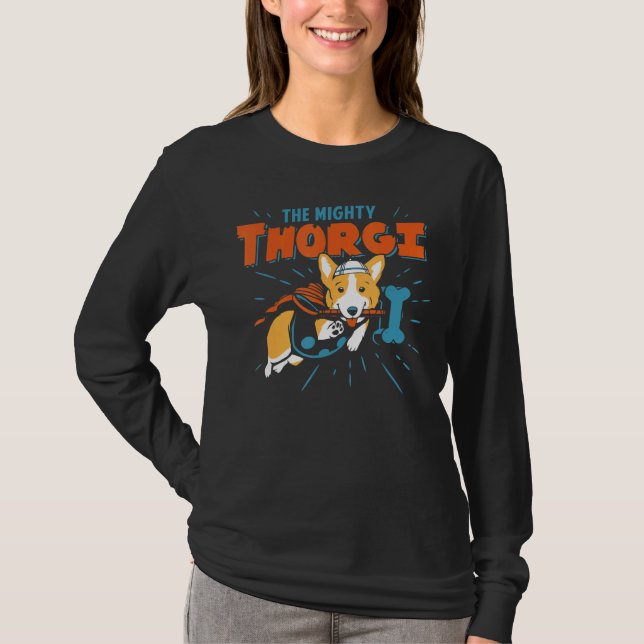 Camiseta Thorgi O Deus Do Corgi Corgi Proprietário (Frente)