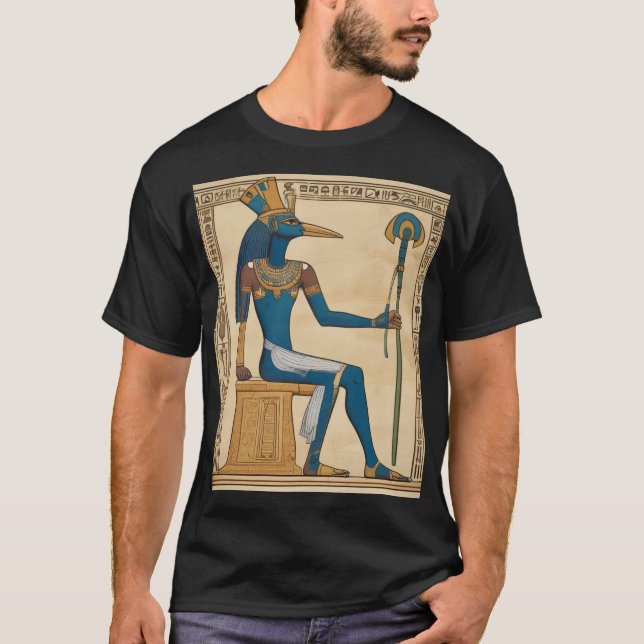 Camiseta Thoth, Deus Egípcio. Comprimidos Esmeraldas. (Frente)