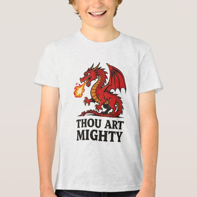 Camiseta Thou Art Mighty Red Dragon With Fire Breath (Frente)