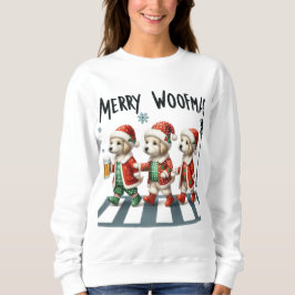 CAMISETA THREE ADORABLE CHRISTMAS DOGS MERRY WOOFMAS