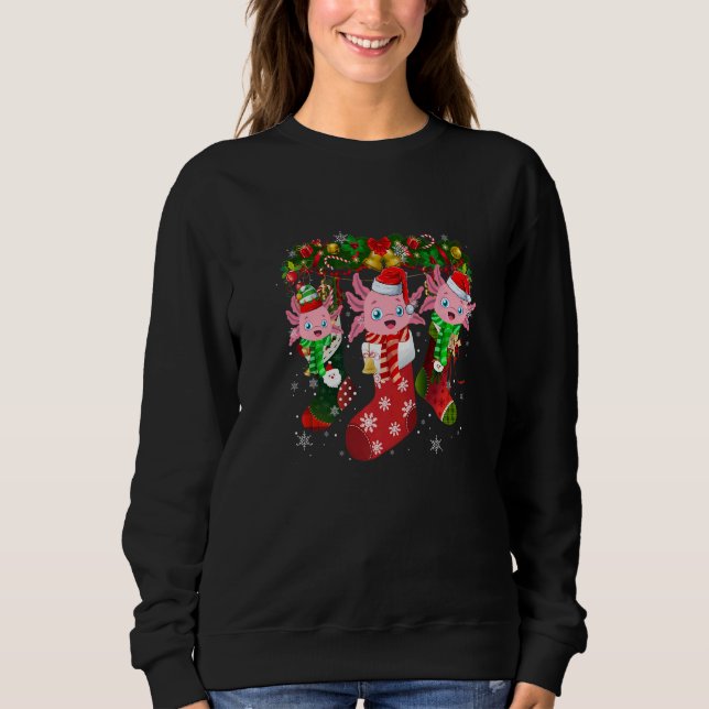 Camiseta Three Axolotl In Socks Christmas Santa Hat (Frente)